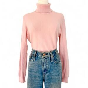 LIGHT PINK TWO PLY CASHMERE TURTLENECK SWEATER
